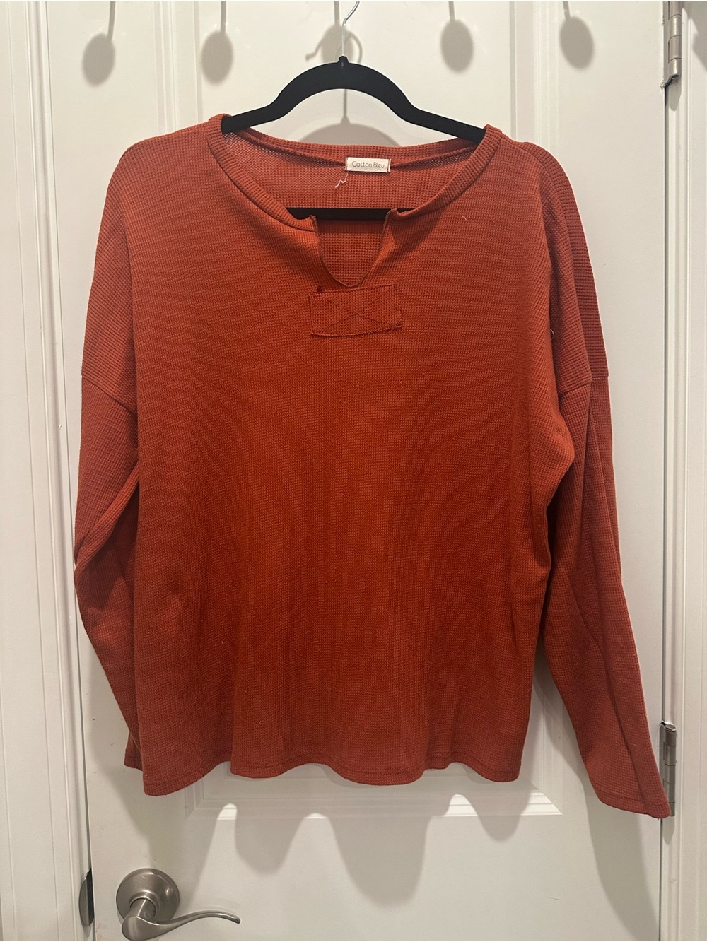 Cozy Thermal Long-Sleeve Top in Rust